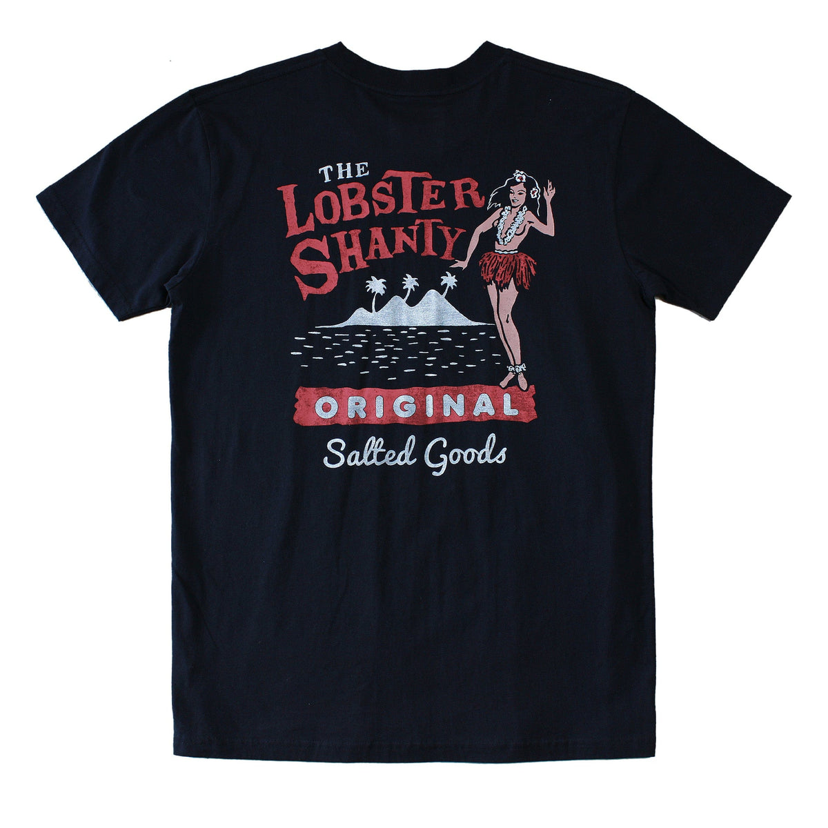 Swinging Hula Girl Black Tee Lobster Shanty