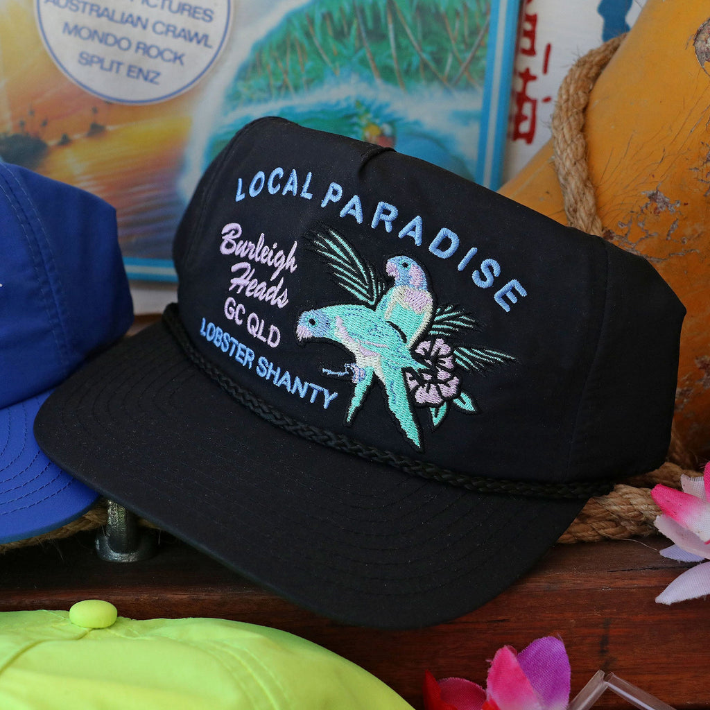 Local Paradise fluro yellow cap surf cap Aussie Vintage 80's 90's look
Lorikeet Parrots Hibiscus Palm decal
Burleigh Heads - Gold Coast - QLD currumbin surfing life