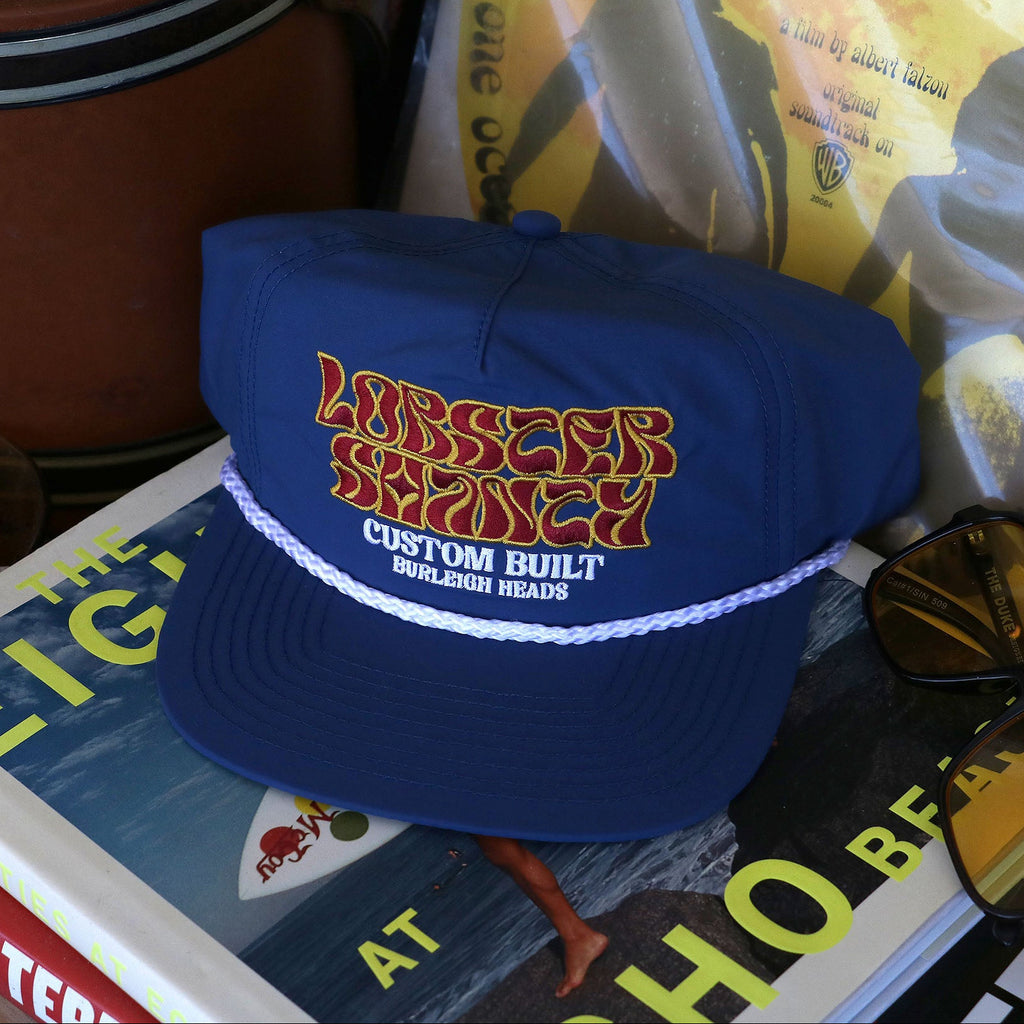 Shape Shifter retro surf cap hat navy blue nylon custom built surfboards burleigh heads gold coast single fin twin 70s 