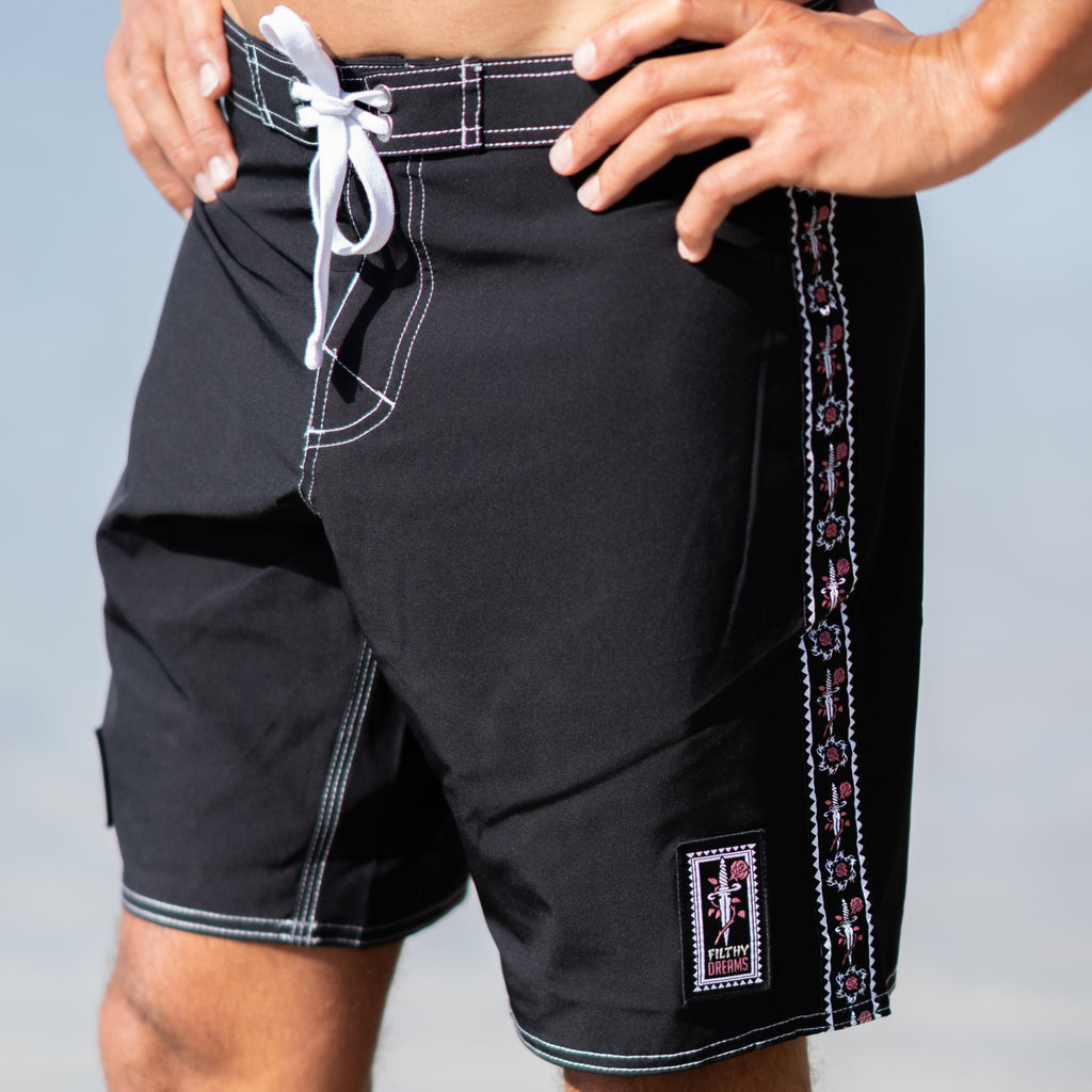 Apache Rose Surf Trunks Board Shorts 18 inch lobster shanty burleigh Heads retro gold coast reverse stitch 